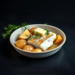Illustration for the Cod with boiled potatoes and dill meal