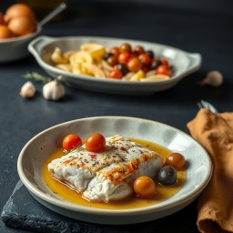 Illustration for the Provenรงal-style cod with olives meal