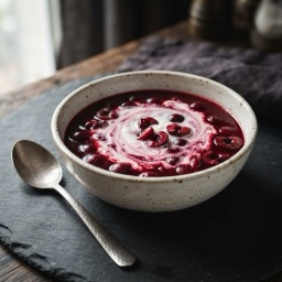 Illustration for the Cold sour cherry soup with sour cream meal
