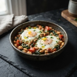 Illustration for the Egg bake with white beans and spinach meal