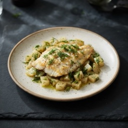 Illustration for the Flounder with turnip and dill meal