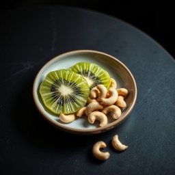 Illustration for the Kiwi and cashew snack plate meal