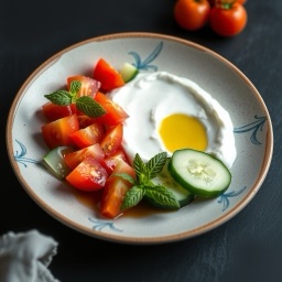 Illustration for the Labneh-style plate with cucumber and mint meal