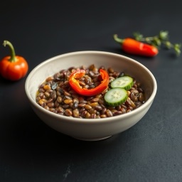 Illustration for the Lentil bowl with pepper and cucumber meal