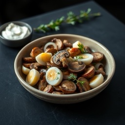 Illustration for the Warm mushroom and egg salad meal