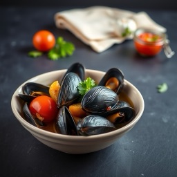 Illustration for the Mussels in tomato-garlic broth meal