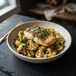 Illustration for the Ocean perch with roasted cauliflower meal
