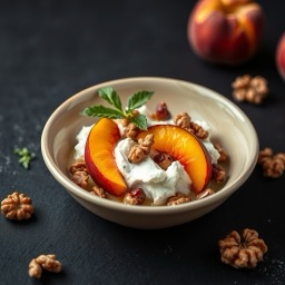 Illustration for the Cottage cheese with peach and walnuts meal