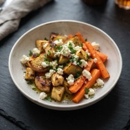 Illustration for the Roasted root vegetable plate with feta meal