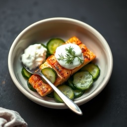 Illustration for the Salmon with cucumber and yogurt meal