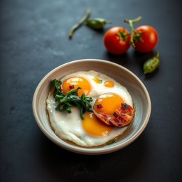 Illustration for the Eggs with spinach and tomato meal