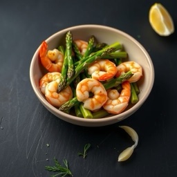 Illustration for the Garlic-lemon shrimp with asparagus meal