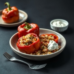 Illustration for the Peppers stuffed with turkey and rice meal