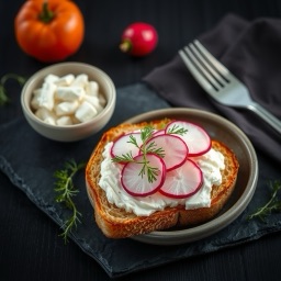 Illustration for the Rye toast with cottage cheese and radish meal
