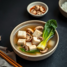 Illustration for the Miso-style soup with tofu and mushrooms meal