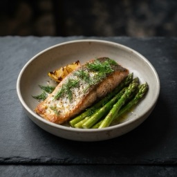 Illustration for the Trout with asparagus and lemon meal