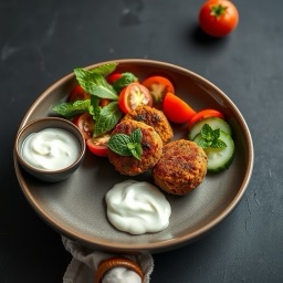 Illustration for the Turkey kofta plate with yogurt sauce meal