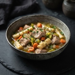 Illustration for the Turkey ragout with root vegetables meal