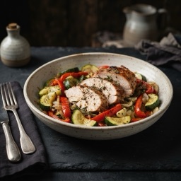 Illustration for the Turkey with courgette and pepper meal