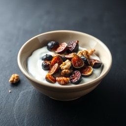 Illustration for the Greek yogurt bowl with figs and walnuts meal